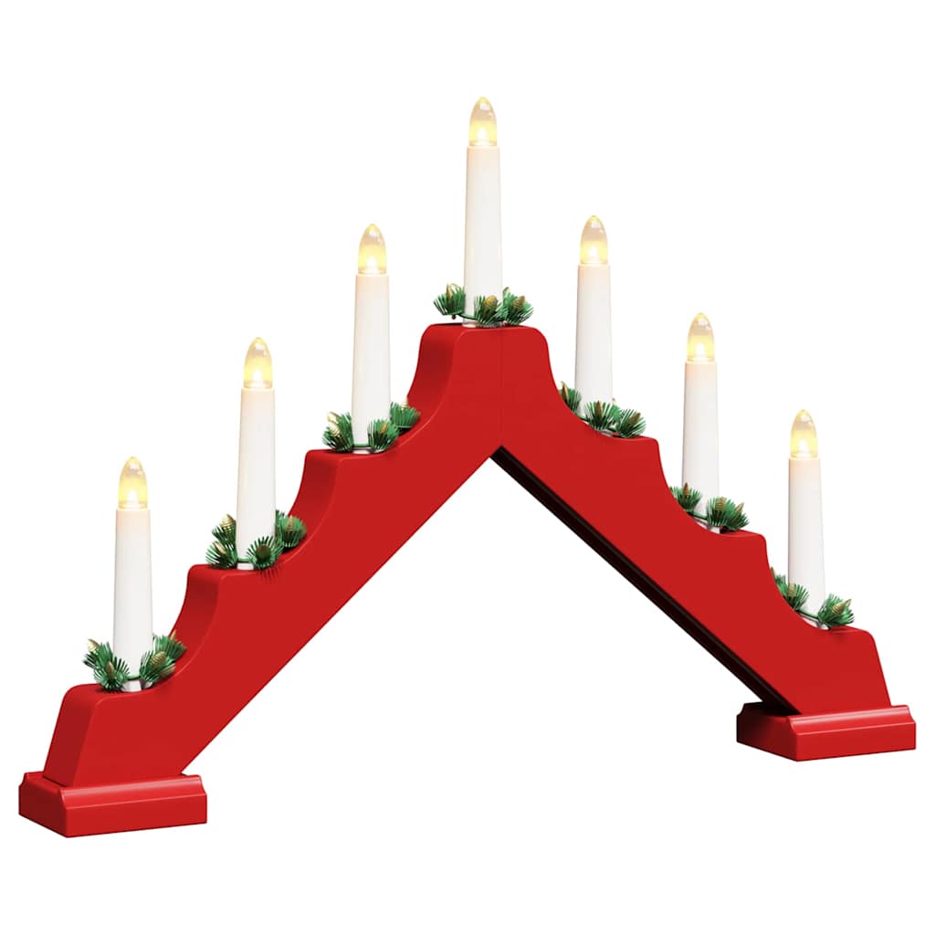 Vidaxl kerst kaars brug rood 39.5 x 5 x 29 cm massief grenenhout