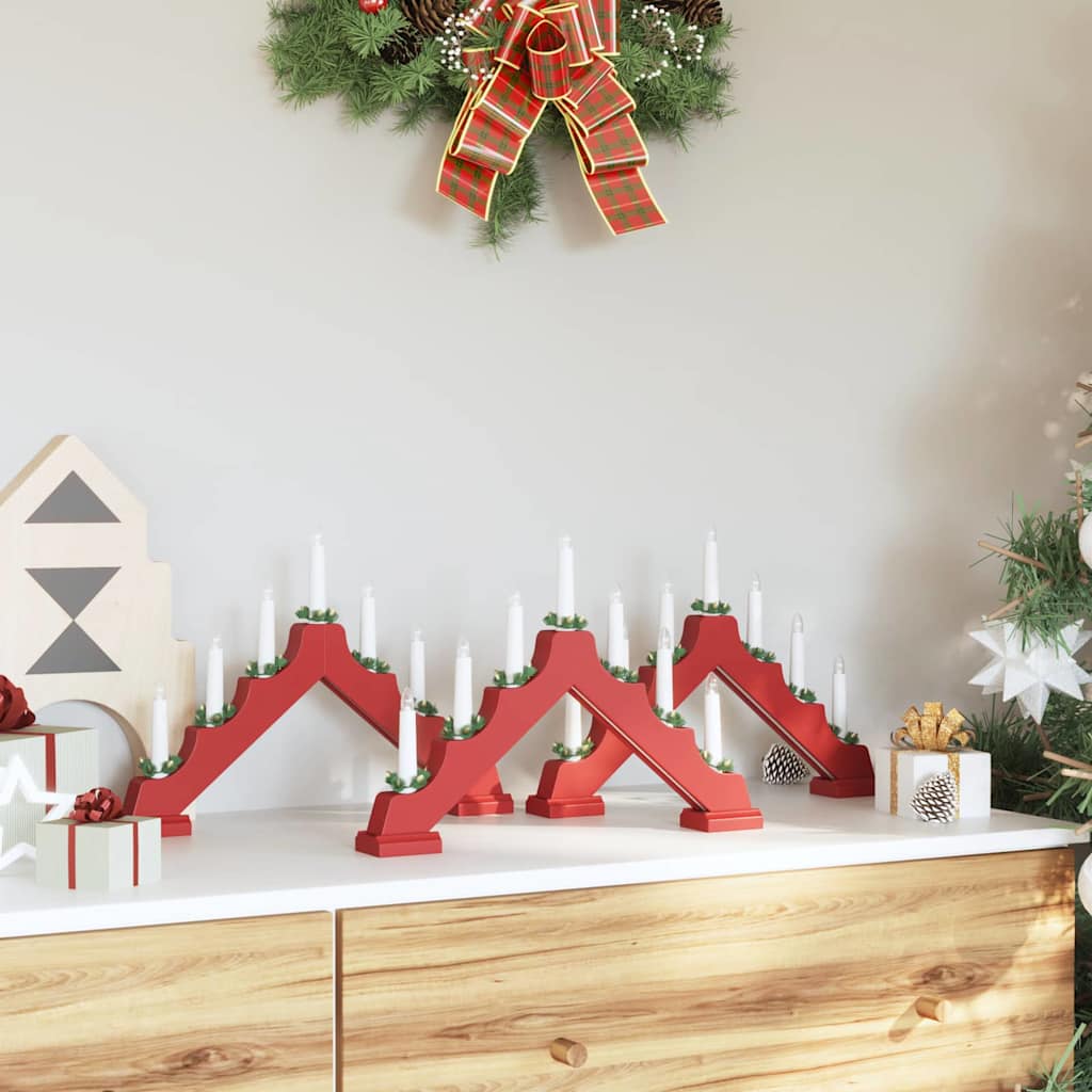 Vidaxl kerst kaars brug 3 st 7 led's warmwit 39.5 x 5 x 29 cm