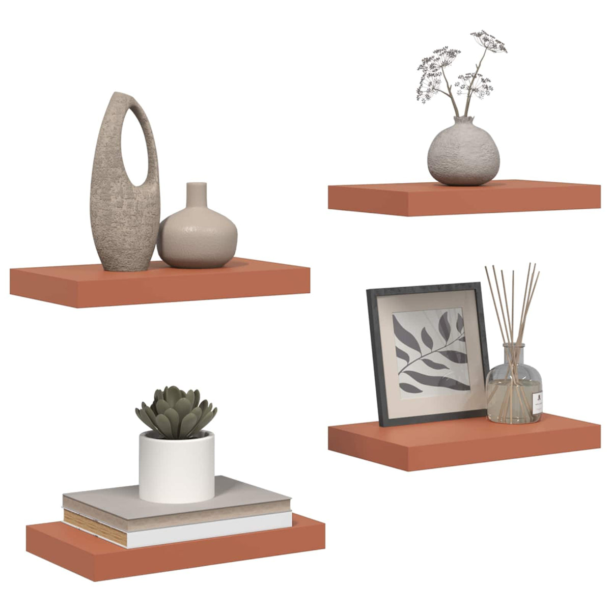 Vidaxl wandplank 4 st rood 40 x 23,5 x 3,8 cm bewerkt hout