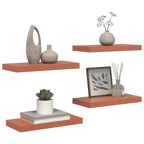 Vidaxl wandplank 4 st rood 50 x 23,5 x 3,8 cm bewerkt hout