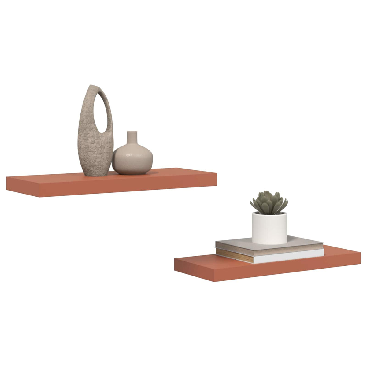 Vidaxl wandplank 2 st rood 60 x 23,5 x 3,8 cm bewerkt hout