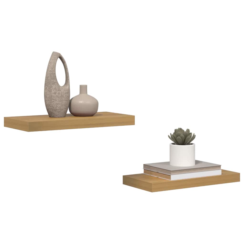 Vidaxl wandplank 2 st bruin 50 x 23,5 x 3,8 cm bewerkt hout