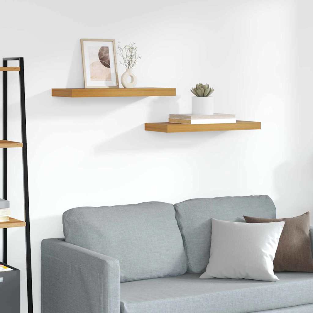 Vidaxl wandplank 2 st bruin 60 x 23,5 x 3,8 cm bewerkt hout