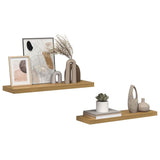 Vidaxl wandplank 2 st bruin 80 x 23,5 x 3,8 cm bewerkt hout