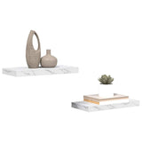 Vidaxl wandplank 2 st wit marmer 50 x 23,5 x 3,8 cm bewerkt hout