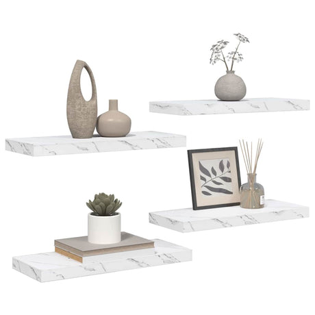Vidaxl wandplank 4 st wit marmer 60 x 23,5 x 3,8 cm bewerkt hout