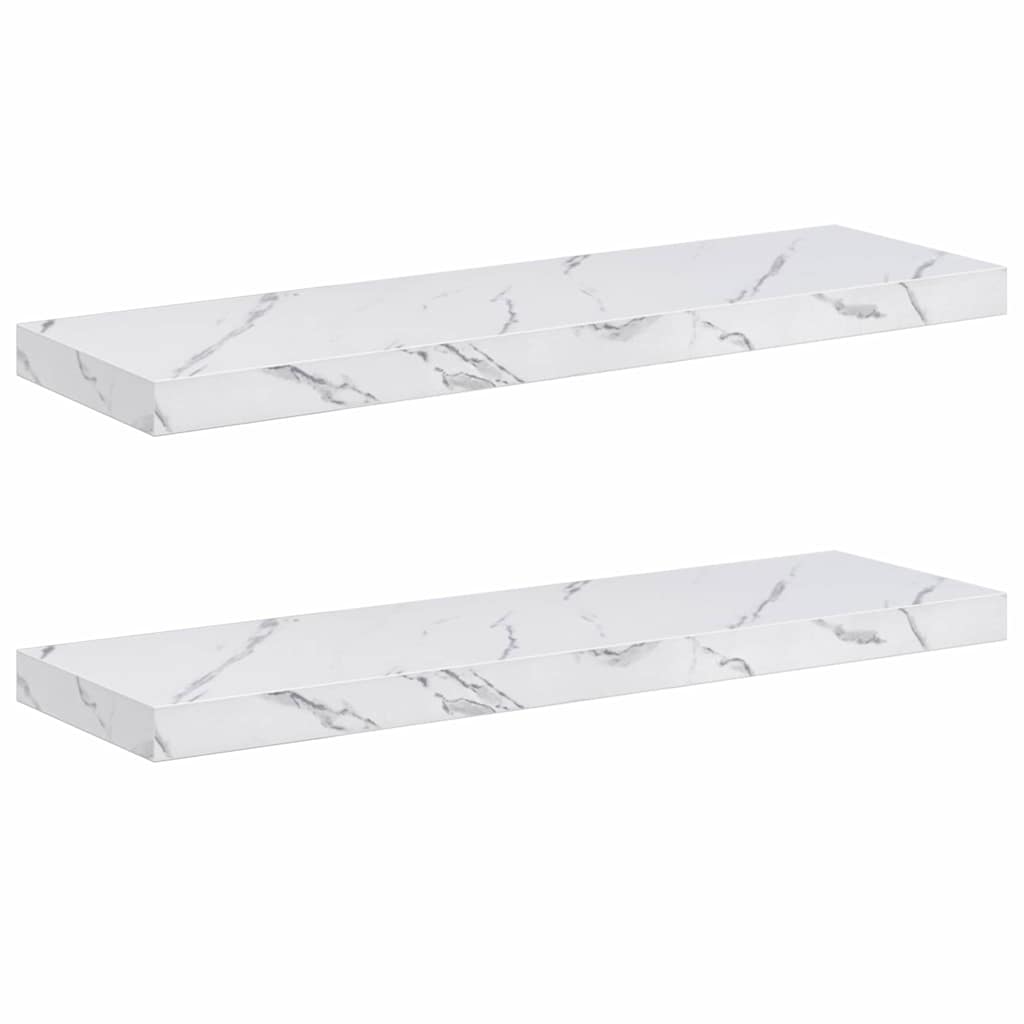 Vidaxl wandplank 2 st wit marmer 80 x 23,5 x 3,8 cm bewerkt hout