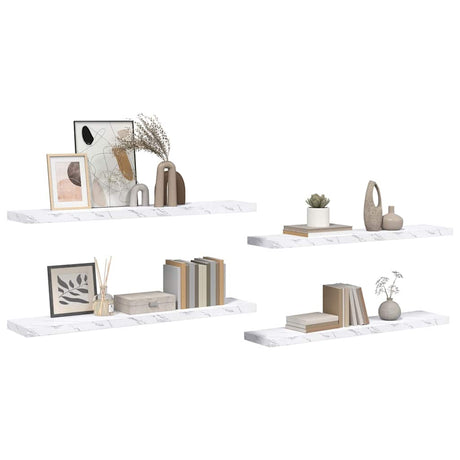 Vidaxl wandplank 4 st wit marmer 120 x 23,5 x 3,8 cm bewerkt hout