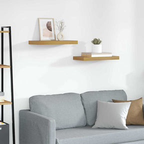 Vidaxl wandplank 2 st beige 50 x 23,5 x 3,8 cm bewerkt hout