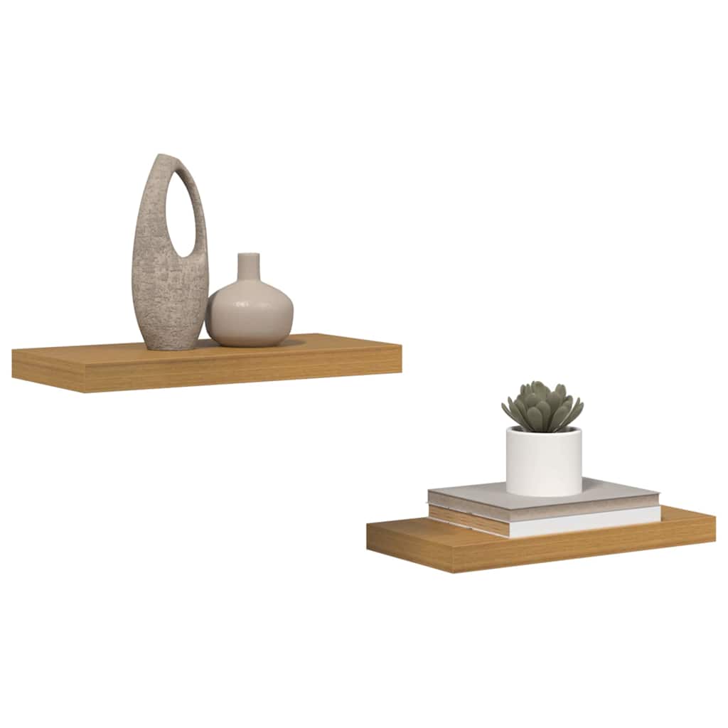 Vidaxl wandplank 2 st beige 50 x 23,5 x 3,8 cm bewerkt hout