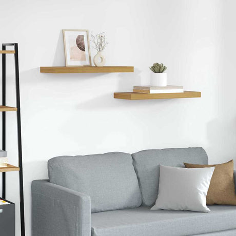 Vidaxl wandplank 2 st beige 60 x 23,5 x 3,8 cm bewerkt hout