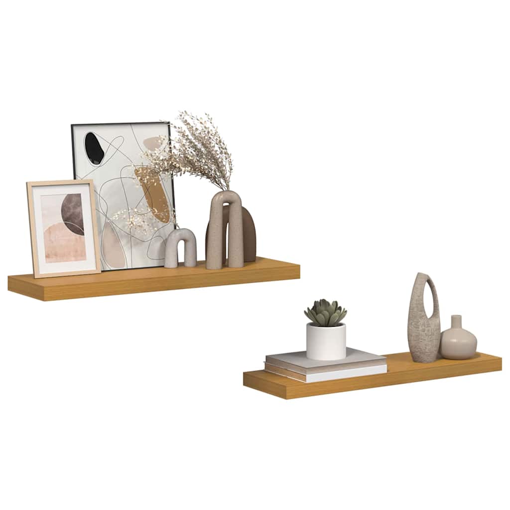 Vidaxl wandplank 2 st beige 90 x 23,5 x 3,8 cm bewerkt hout