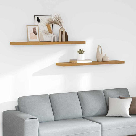 Vidaxl wandplank 2 st beige 120 x 23,5 x 3,8 cm bewerkt hout