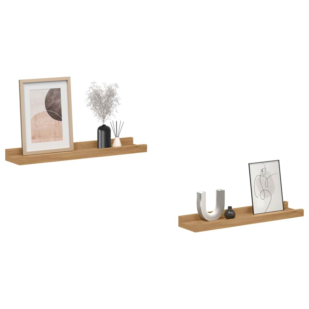 Vidaxl wandplank 2 st bruin 40 x 9 x 3 cm bewerkt hout