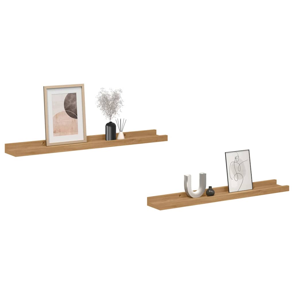 Vidaxl wandplank 2 st bruin 60 x 9 x 3 cm bewerkt hout