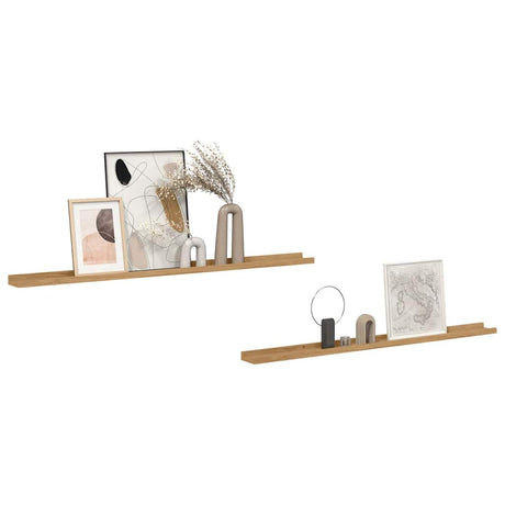 Vidaxl wandplank 2 st bruin 115 x 9 x 3 cm bewerkt hout