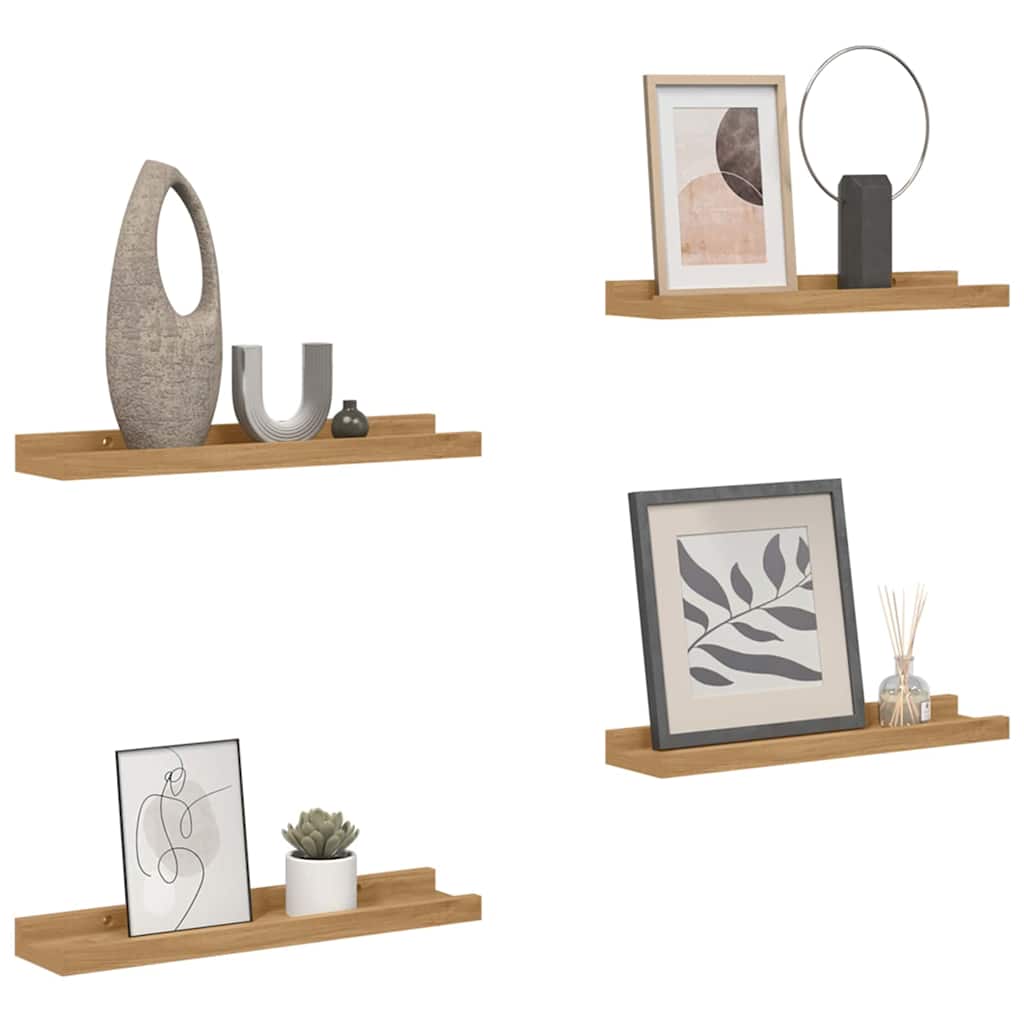 Vidaxl wandplank 4 st bruin 60 x 9 x 3 cm bewerkt hout