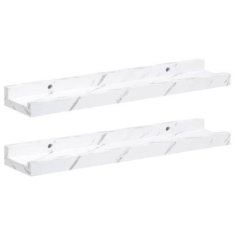 Vidaxl wandplank 2 st wit marmer 40 x 9 x 3 cm bewerkt hout