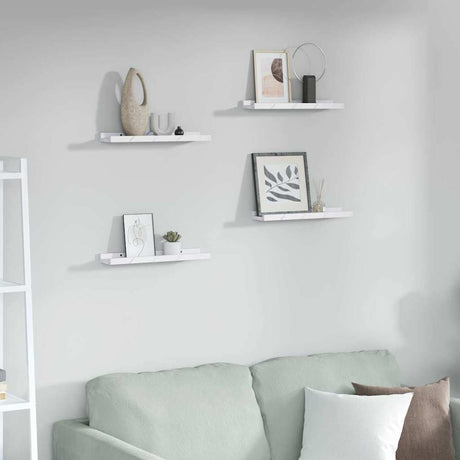 Vidaxl wandplank 4 st wit marmer 40 x 9 x 3 cm bewerkt hout