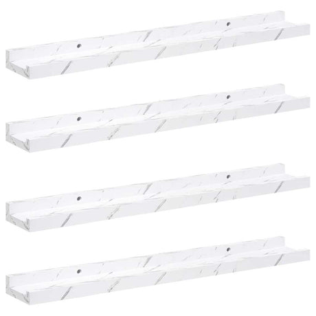 Vidaxl wandplank 4 st wit marmer 60 x 9 x 3 cm bewerkt hout