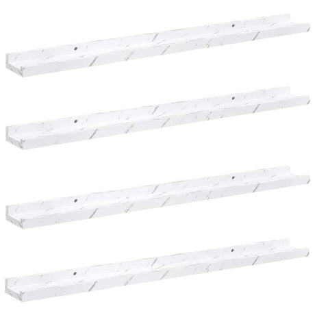 Vidaxl wandplank 4 st wit marmer 80 x 9 x 3 cm bewerkt hout