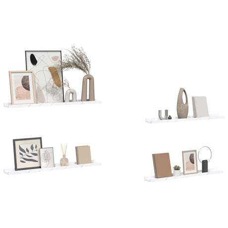 Vidaxl wandplank 4 st wit marmer 80 x 9 x 3 cm bewerkt hout