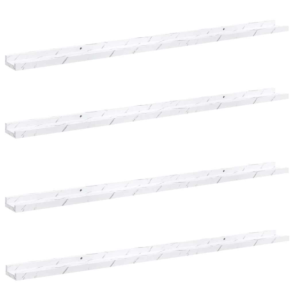 Vidaxl wandplank 4 st wit marmer 115 x 9 x 3 cm bewerkt hout