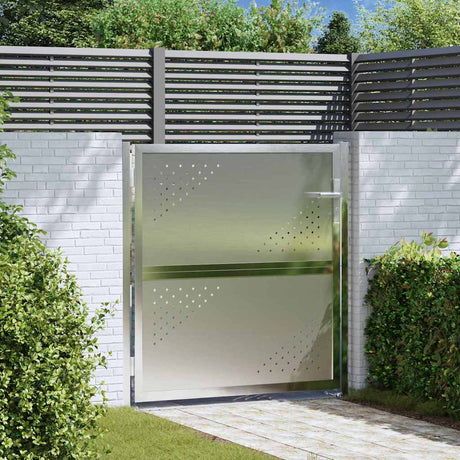 Vidaxl tuinpoort met slot zilver 85 x 97 cm roestvrij staal