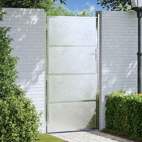 Vidaxl tuinpoort 85 x 174 cm roestvrij staal zilver vergrendelbaar