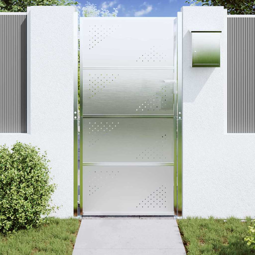 Vidaxl tuinpoort 85 x 174 cm roestvrij staal zilver vergrendelbaar