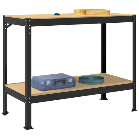 Vidaxl werkbank zwart 115 x 55 x 91 cm bewerkt hout en metaal