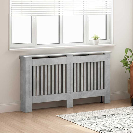 Vidaxl radiatorafdekking betongrijs 152 x 19 x 81,5 cm bewerkt hout