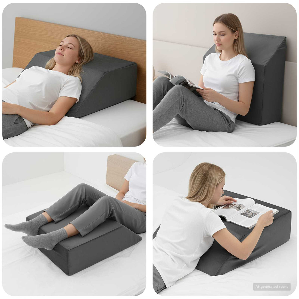 Vidaxl been kussen 63 x 52 x 19 cm stevig pu schuim grijs