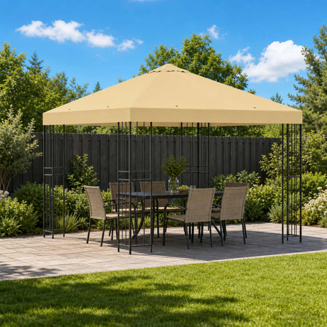 Vidaxl paviljoen 3 x 3 m crèmekleurig polyester en staal 190 gsm