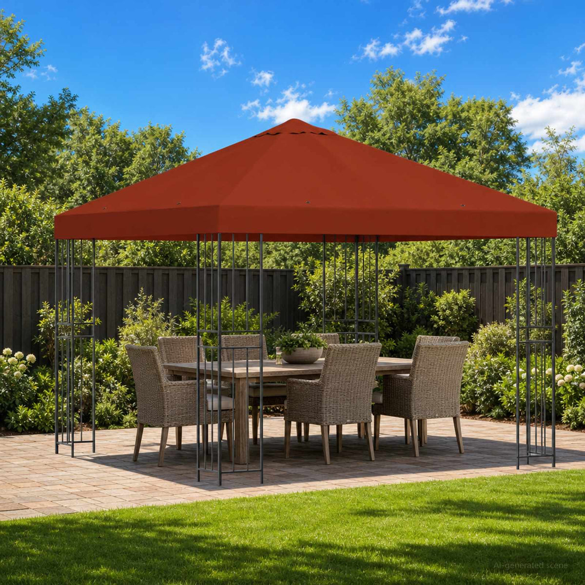 Vidaxl paviljoen 3 x 3 m terracotta polyester en staal 190 gsm