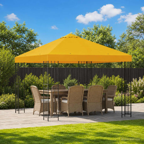 Vidaxl paviljoen 3 x 3 m geel polyester en staal 190 gsm