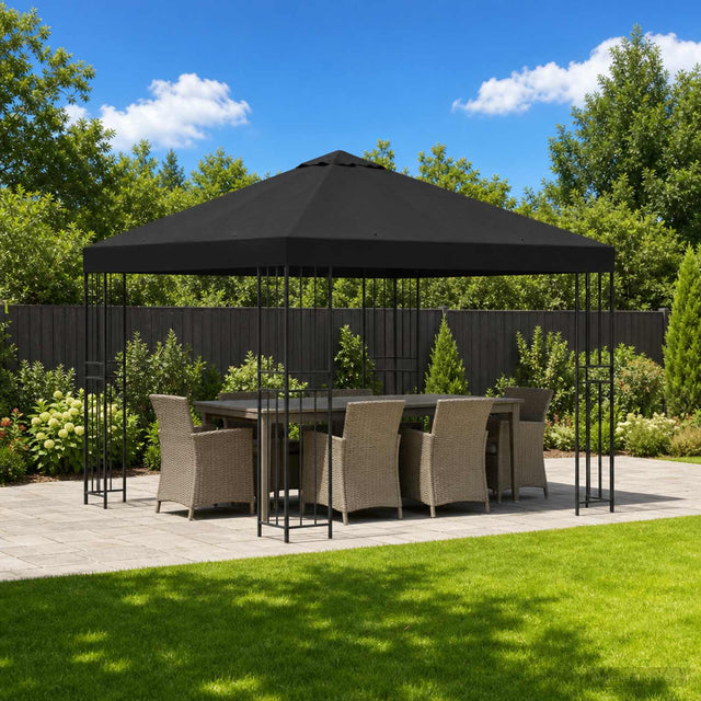 Vidaxl paviljoen 3 x 3 m zwart polyester en staal 190 gsm
