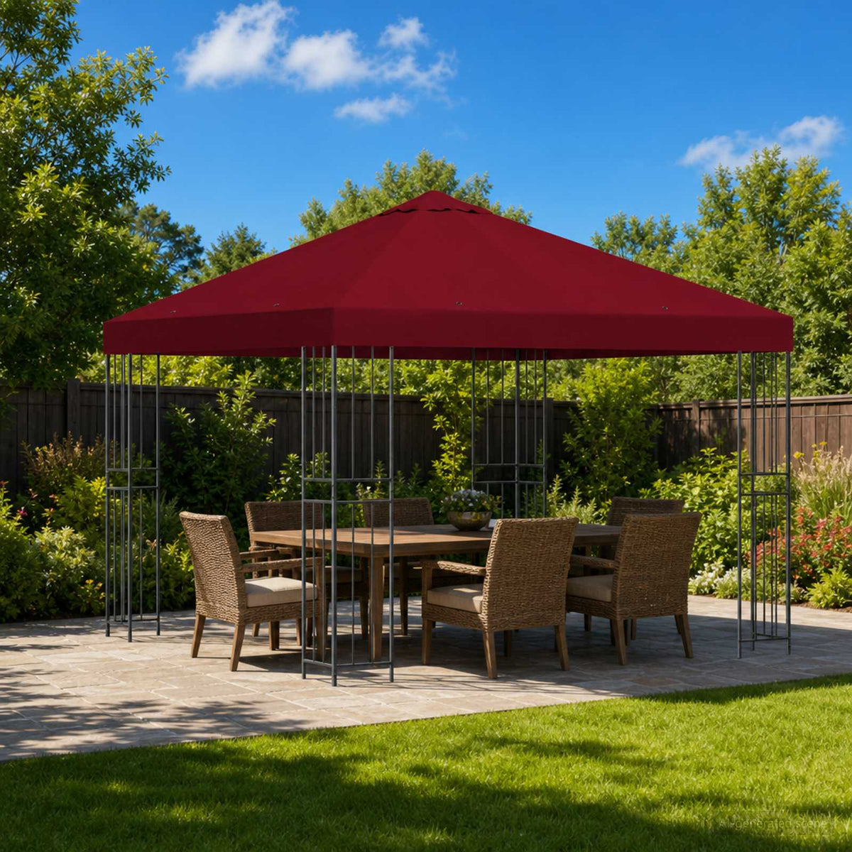 Vidaxl paviljoen 3 x 3 m bordeauxrood polyester en staal 190 gsm