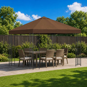 Vidaxl paviljoen 3 x 3 m bruin polyester en staal 190 gsm