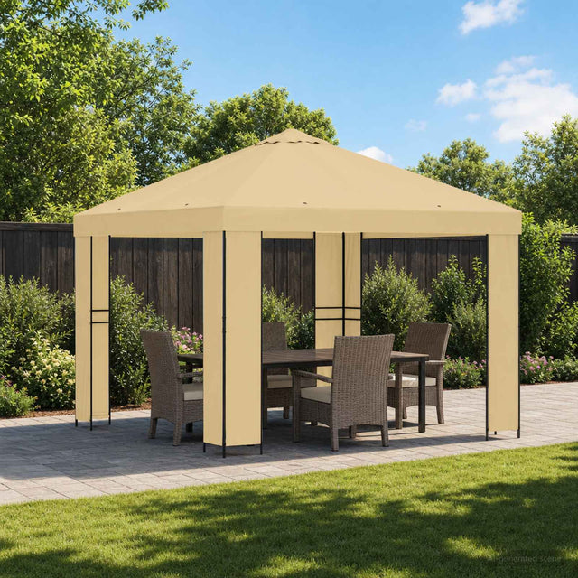 Vidaxl paviljoen 3 x 3 m crèmekleurig polyester en staal 190 gsm