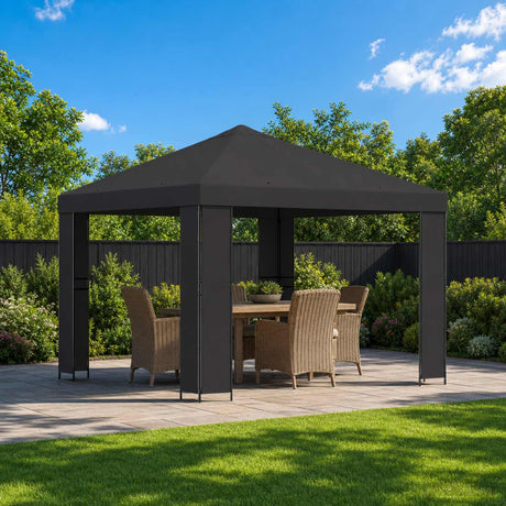 Vidaxl paviljoen 3 x 3 m antracietkleurig polyester en staal 190 gsm