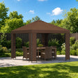 Vidaxl paviljoen 3 x 3 m bruin polyester en staal 190 gsm