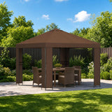 Vidaxl paviljoen 3 x 3 m bruin polyester en staal 190 gsm
