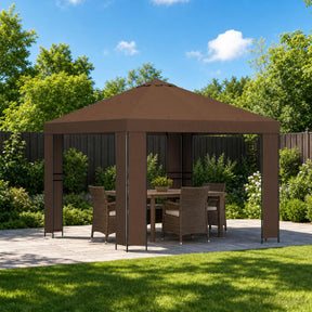Vidaxl paviljoen 3 x 3 m bruin polyester en staal 190 gsm