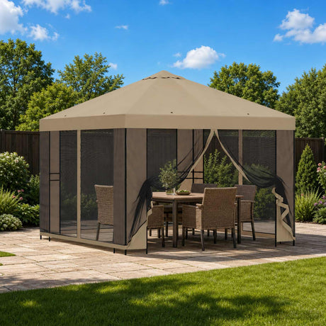 Vidaxl tuin gazebo met zijwanden 3 x 3 m beige polyester en staal