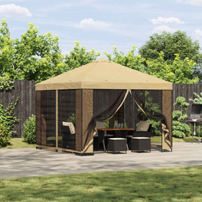 Vidaxl tuin gazebo met zijwanden 3 x 3 m crèmekleurig