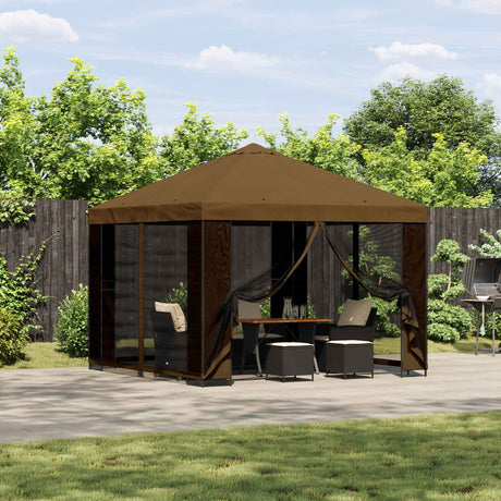 Vidaxl tuin gazebo met zijwanden 3 x 3 m taupe polyester en staal