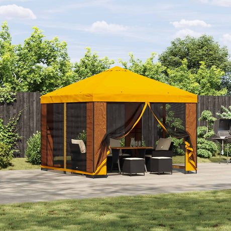 Vidaxl tuin gazebo met zijwanden 3 x 3 m geel polyester en staal