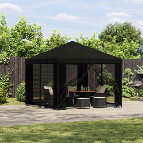 Vidaxl tuin gazebo met zijwanden 3 x 3 m zwart polyester en staal