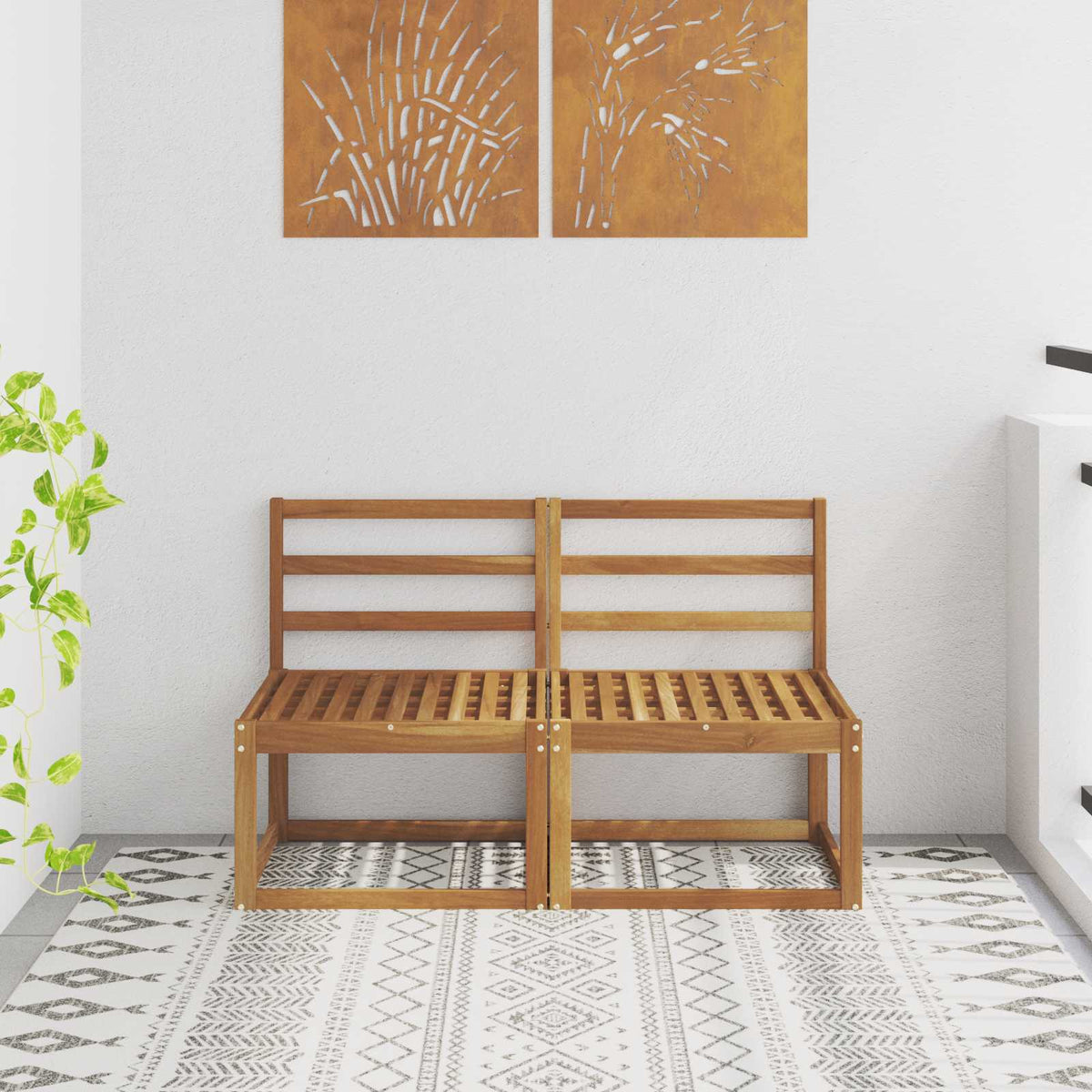 Vidaxl 2 stuk buiten midden sofa massief acaciahout naturel
